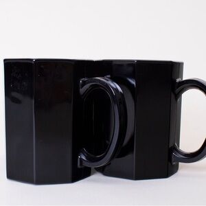 Arcoroc Octime black glass coffee mugs 1980s